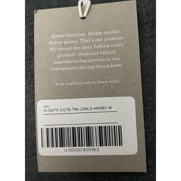 Everlane Track Sweatshirt Mens Medium M Gray Crewneck Organic Cotton Terry NEW - Picture 4 of 6